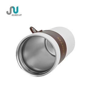 Tazza da Caffè <span class=keywords><strong>Vintage</strong></span> in Pelle 500ml con Coperchio e Cannuccia, Bocca Larga in Acciaio Inossidabile, Bianco Opaco Marrone per Ufficio, Caffetteria, Pendolarismo - Product Image 5