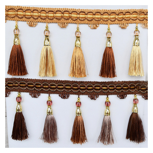 Bán ngọc trai vàng tua vành đai Thảm thắt nút tua rìa cho trang phục Saree Rèm trang trí - Product Image 5