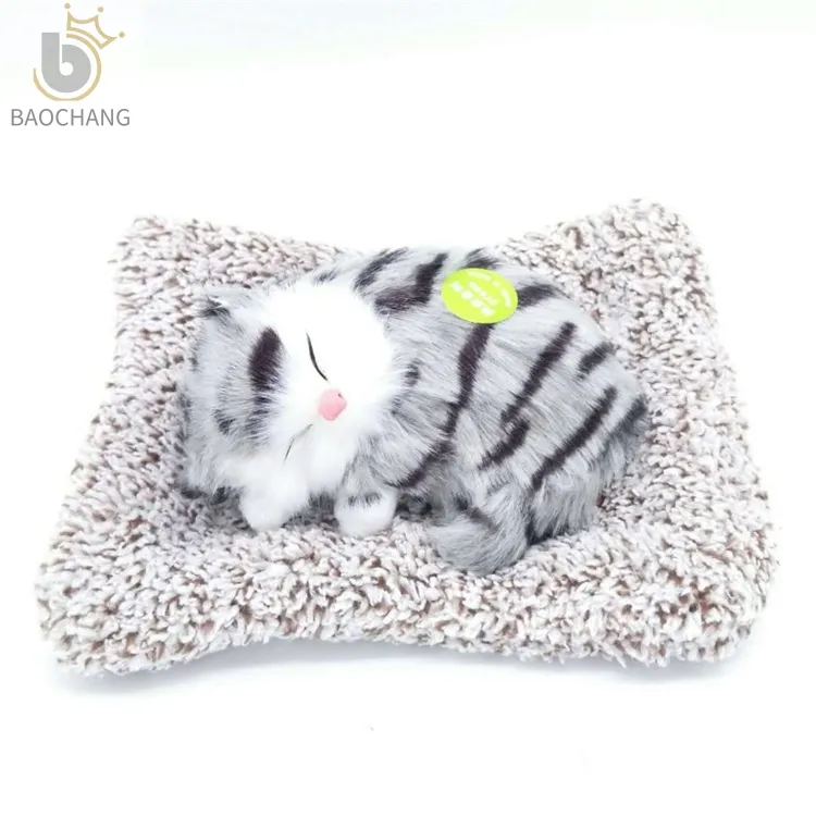 ตุ๊กตาแมวขนนุ่มเหมือนจริง,ตุ๊กตาสัตว์จำลองการนอนหลับน่ารักพร้อมผ้าห่มถ่านไม้ไผ่นุ่มสามารถฟอกอากาศได้
