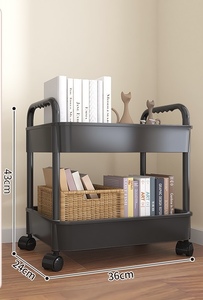 Étagère de rangement mobile à double niveau avec <span class=keywords><strong>roulettes</strong></span> en plastique pour collations de bébé, salle de bain et toilettes – Design simple - Product Image 4