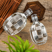 Bouteille de Luxe Transparente pour Vin de Fruits, Spiritueux, Whisky, Liqueur, Boissons, 250ml, 375ml, 500ml, avec Couvercle en Verre