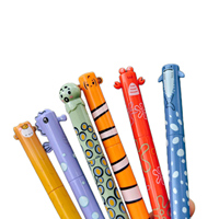 Stylo Gel Effaçable à Mécanisme Rotatif Motifs Animaux Marins (Pufferfish, Hippopotame, Pieuvre, Poisson-Pieuvre, Homard, Baleine) Encre Bleue – Cadeau Scolaire