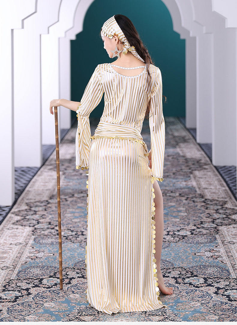 High Quality Hot Gold Glitter Oriental Belly Dance Robe