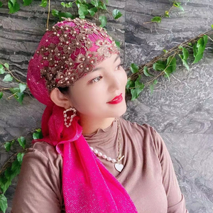 Pañuelo para la Cabeza Diario para Mujeres Musulmanas, Color Étnico Sólido a la Moda, Cómodo, Apto para Todas las Estaciones, Gorro Floral - Product Image 1