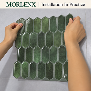 MORLENX Adhesivo de Pared 3D con Diseño de Mosaico Hexagonal Verde Oscuro, Decorativo para Cocina - Product Image 4