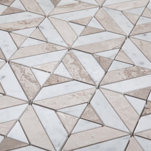 Mosaico del secolo pietra naturale marmo cucina Backsplash piastrelle mosaico Beige striscia <span class=keywords><strong>bianca</strong></span> bagno mosaico piastrelle decorazione della pavimentazione della parete - Product Image 5