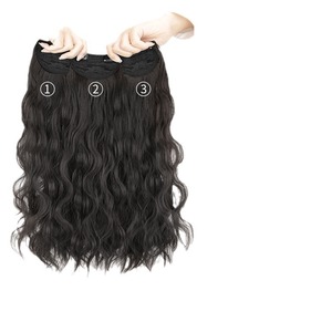 Extensiones de Cabello Ondulado de Tres Piezas, Cabello Humano Largo y Rizado para Mujeres con Patrón de Ondas de Agua - Product Image 1