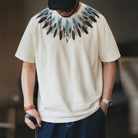 T-shirt Homme Maden – T-shirt épais pour homme, imprimé plumes rétro, style décontracté vieilli, ethnique, été, prêt à expédier