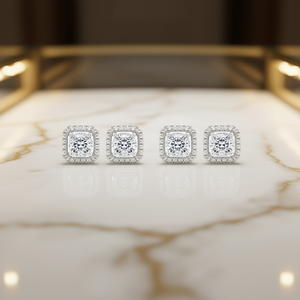 Orecchini E948 in Oro Bianco con Diamanti Taglio Brillante Rotondo Colore D Naturali Certificati GIA Gioielli Classici da Donna per Fidanzamento - Product Image 2