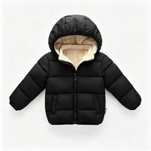 Vestes d'hiver en duvet imperméables sur mesure pour enfants, style varsity léger à <span class=keywords><strong>capuche</strong></span> pour garçons et filles, vêtements d'extérieur chauds en coton - Product Image 3
