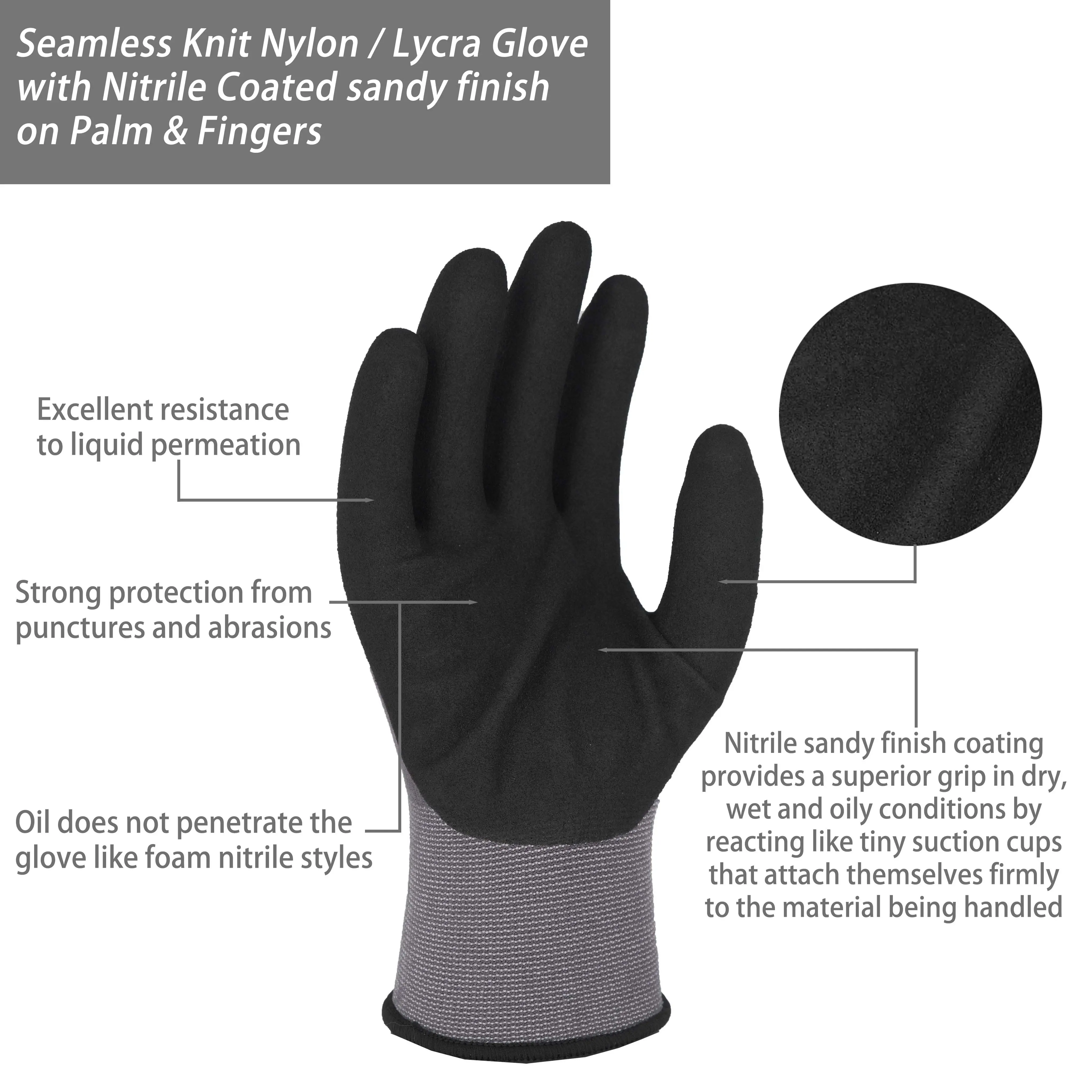 SKYEE anti-abrasion nylon oil proof construction gardening glove with nitrile gloves industrial