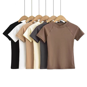 Camiseta de algodón con manga raglán 2025 Primavera/Verano cuello redondo informal para mujer - Product Image 2