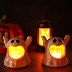 Bougies LED électroniques en plastique réutilisables et durables SouthPeak, lumières fantômes noires et blanches, décoration de fête d'Halloween, vente chaude - Product Image 3