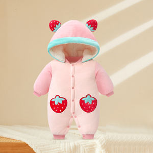 Venta al por mayor bebé polar engrosado onesie recién nacido invierno cálido ropa de escalada niños y niños pijamas niñas ha ropa - Product Image 5