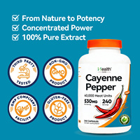 Compléments d'extrait de piment de Cayenne en capsules de capsaïcine à marque privée pour le soutien naturel du métabolisme et la vitalité quotidienne