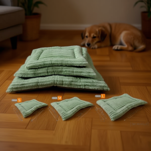 Set di Tre Cuscini per Cani in Pelliccia di Coniglio Verde Fumo, Lettini per Animali Domestici - Product Image 2