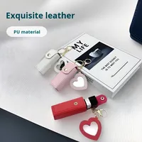 Porte-clés portable pour sac à rouge à lèvres, nouveau cadeau, porte-monnaie en PU, mini miroir de maquillage en forme de cœur pour filles, accessoire porte-clés Jinyi