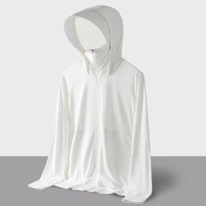 Ropa de protección solar UPF50+ para exteriores con logotipo personalizado, para hombre, de verano, anti-ultravioleta, de seda helada, fresca, con capucha, para pesca, delgada y transpirable. - Product Image 4