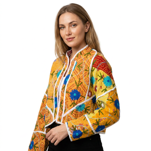 เสื้อแจ็คเก็ตผ้าฝ้ายคันธาคุณภาพดีเยี่ยม งานแฮนด์เมด คอจีน แขนยาว เหมาะสำหรับฤดูหนาว แฟชั่นสำหรับผู้หญิง ความยาวปกติ ระบายอากาศได้ดี - Product Image 1