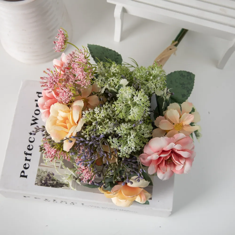 Design Bouquet De Fleurs Wholesale Wedding Simulation Flower For Bridesmaid