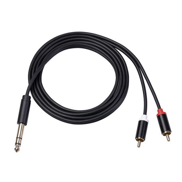 Single 6.35mm TRS to 2 RCA Audio Connection Cable 1/4 Inch M to M2 RCA Audio Conversion Cable