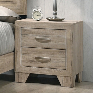 Natural Finish 2 <b>Drawer</b> Contemporary Nightstand Wooden Bedroom Furniture 1pc - Product Image 1