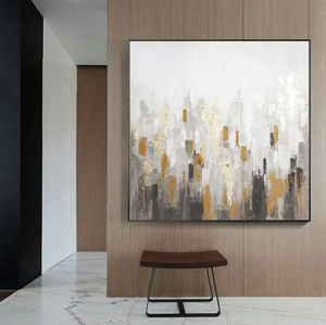 Moderne gerahmte Gold handgemalte Ölgemälde abstrakte Kunst handgemachte Leinwand große Wandmalerei für Hotel Wohnzimmer Wohnkultur - Product Image 1