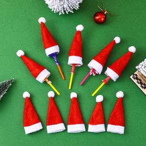 Décorations de Noël, mini chapeaux de Noël, housses pour bouteilles de vin de Noël, chapeaux en tissu polaire, housses pour couteaux et fourchettes - Product Image 3