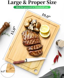 3-Piece Bamboo Chopping <b>Blocks</b> Set for Kitchen Heavy Duty Tabla De Cortar Picar with Juice Groove Bamboo Cutting Boards Set - Product Image 2