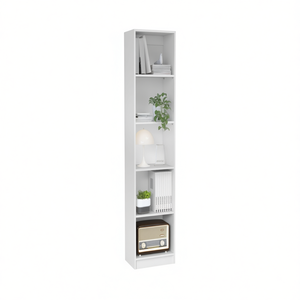 Librería Compacta Blanca Vinton XS de 33x15x85cm, Librería Moderna de Cinco Niveles para Organización y Almacenamiento en la Sala de Estar - Product Image 1