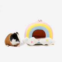 Cute Rainbow Shape Dual Purpose Luxury Pet Hamster Guinea Pig Cage amaca Bunny Bed Sugar Glider House