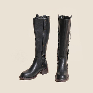 <span class=keywords><strong>Bottes</strong></span> hautes d'équitation pour femmes, confortables, avec boucle en métal et fermeture éclair, pour <span class=keywords><strong>mollets</strong></span> larges et largeurs variées - Product Image 1