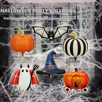 B-957 Ballons en aluminium fantaisie multicolores pour Halloween, motifs fantômes, citrouilles et chauves-souris, pour une ambiance festive