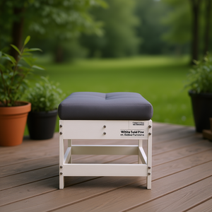 Repose-pieds de patio en bois de pin massif blanc avec coussin pour mobilier d'extérieur - Product Image 2