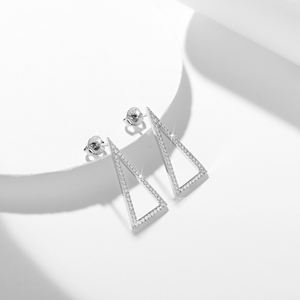 Boucles d'oreilles géométriques en argent pur plaqué or, avec pierres de silicone triangulaires, style mode - Product Image 3