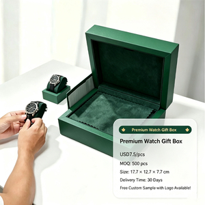 Estuche de reloj de cuero verde, estuche de regalo para un solo reloj, estuche de almacenamiento de relojes de lujo, estuche de reloj de cuero para hombre - Product Image 2