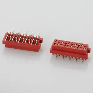 Konektor Pertandingan Mikro 10 Pin 1.27Mm Diperkeras 2.54Mm Konektor Laras Pcb Kepala Smt Kabel Merah Ke Papan Soket Perempuan Amp 188275