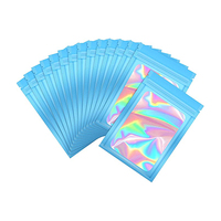 Sac holographique transparent, imprimé personnalisé, 3x4.7, forme libre, fenêtre avant, qualité alimentaire, facile à sceller, très épais
