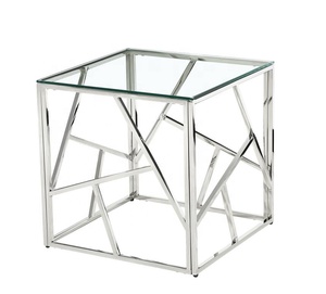 Mesa de Centro <span class=keywords><strong>Nico</strong></span> Square de Acero Inoxidable, Mesa Auxiliar Italiana - Product Image 1