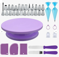 Kit de décoration de gâteaux écologique, ensemble de 36 outils en acier inoxydable, plateau tournant, douilles à pâtisserie, spatules à glaçage, grattoirs