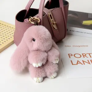 Wholesale Furry Rabbit Plush Dangle Bag Pendant Bunny Car Accessories Plush Toy Keychain