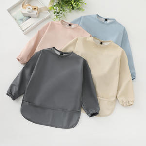 Hot Selling Denmark Polyester Waterproof Long Sleeve Baby Bibs Baby Smock <strong>Apron</strong> for Eating &amp; Led Weaning - Product Image 2