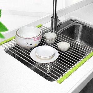 Kitchen Accessories Foldable Dish Drying Rack Drainer Shelf Drain Tray Folding Sink Organizer Storage Home Bathroom Supplies