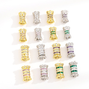 Nantong Butterfly Spacer <b>Beads</b> 7x11mm Cubic Zirconia DIY Jewelry Components Gold Silver Plated Rotating Double Layer - Product Image 5