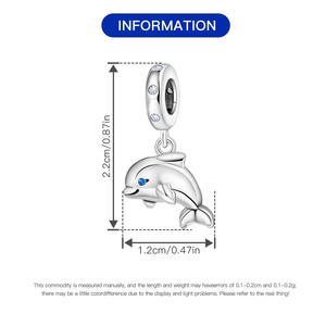 Pendentif dauphin mignon en cuivre blanc populaire, design original, bracelet DIY polyvalent, accessoire, vente en gros pour femmes - Product Image 2