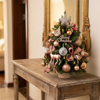Mini sapin de Noël artificiel de haute qualité en PVC, kit d'accessoires DIY, décoration festive pour vitrine intérieure