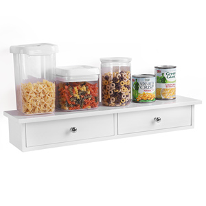 Estante de Baño VASAGLE, Montado en la Pared para Almacenamiento en el Hogar, Estantes Flotantes <span class=keywords><strong>con</strong></span> Soportes Ocultos y 2 Cajones - Product Image 2