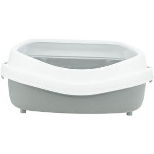 Bac à litière pour chat Primo XXL 56x25x71 cm gris avec bord blanc, rebord haut pour chats de grande taille - Product Image 3