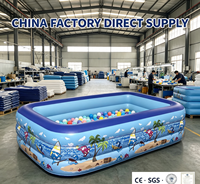 Piscine gonflable à usage familial, motif océan, plusieurs tailles, produits d'extérieur, piscine gonflable 3 couches
