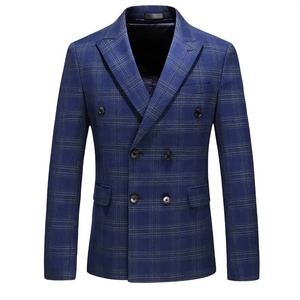 Costume à <span class=keywords><strong>carreaux</strong></span> pour <span class=keywords><strong>homme</strong></span> <span class=keywords><strong>Blazer</strong></span> croisé de haute qualité Ensemble 3 pièces <span class=keywords><strong>Blazer</strong></span> slim pour mariage Veste manteau pantalon Gilet - Product Image 2